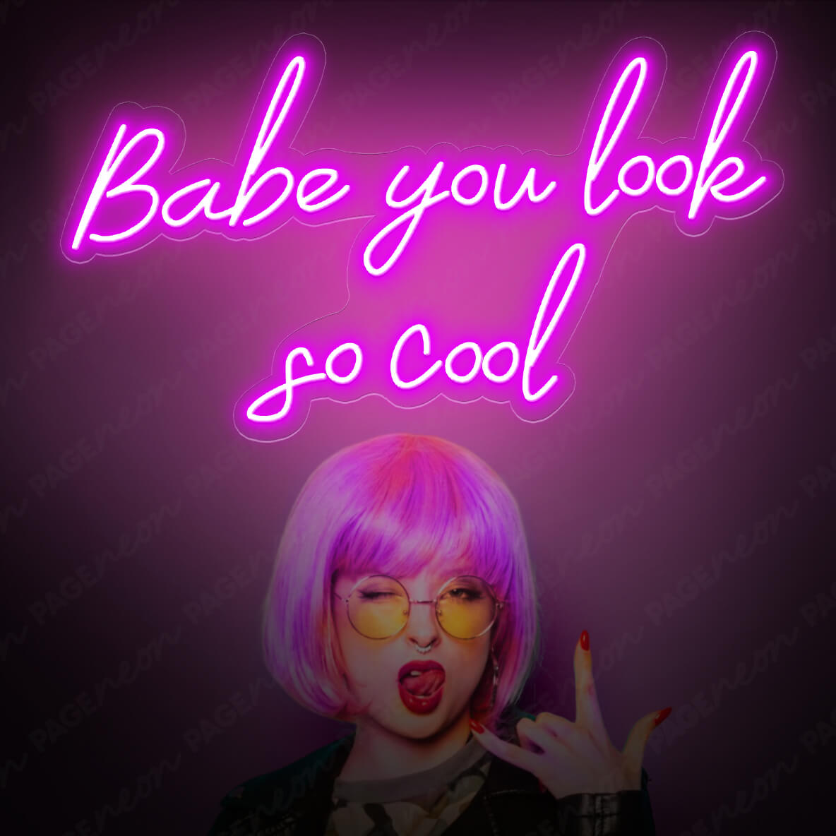 Babe You Look So Cool Neon Sign Led Light Purple
