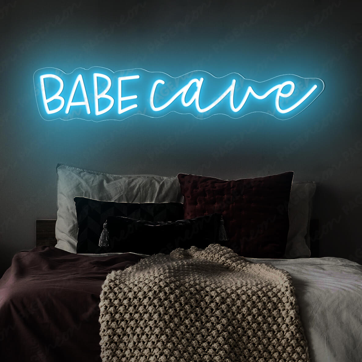 Babe Cave Neon Sign Led Light Light Blue