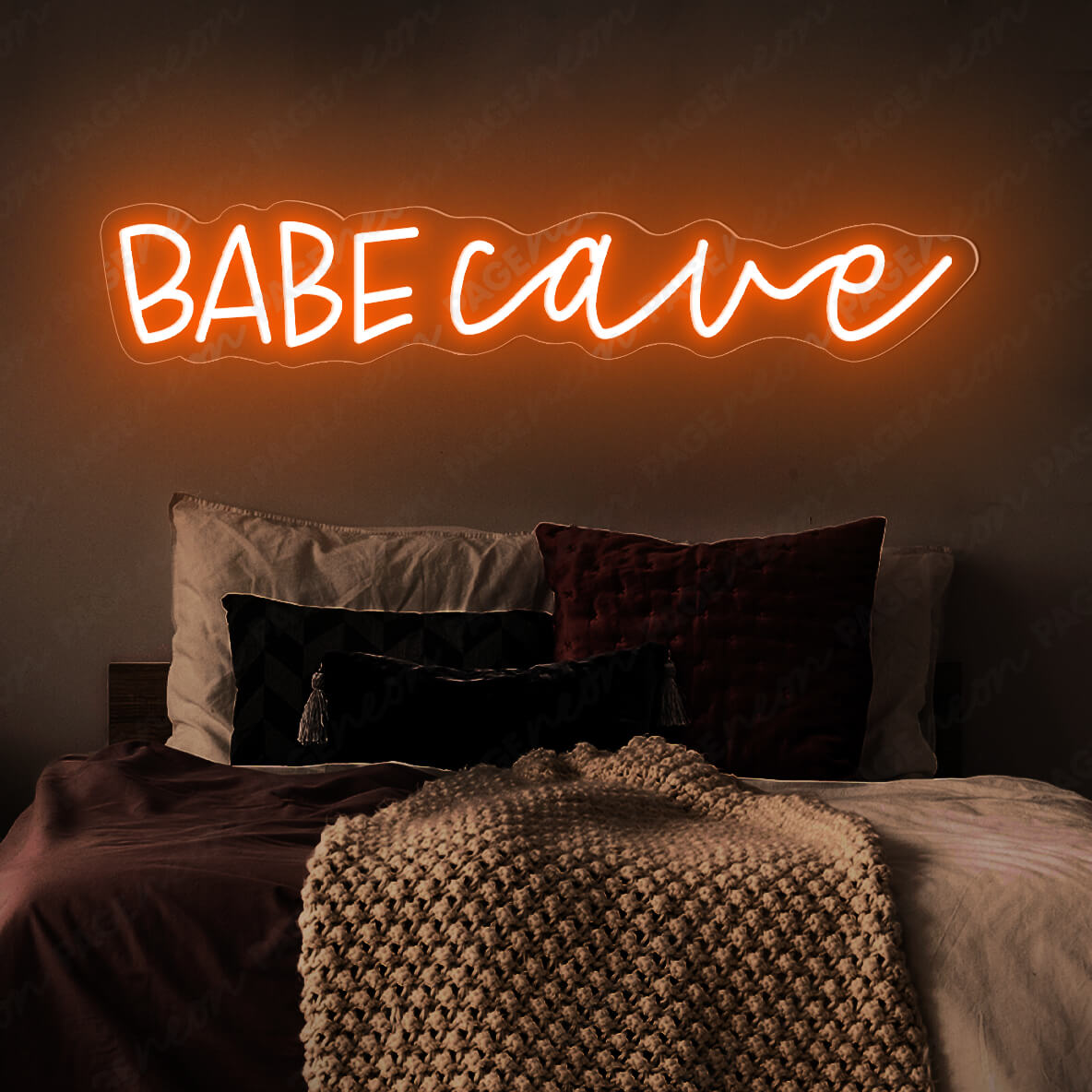 Babe Cave Neon Sign Led Light Orange