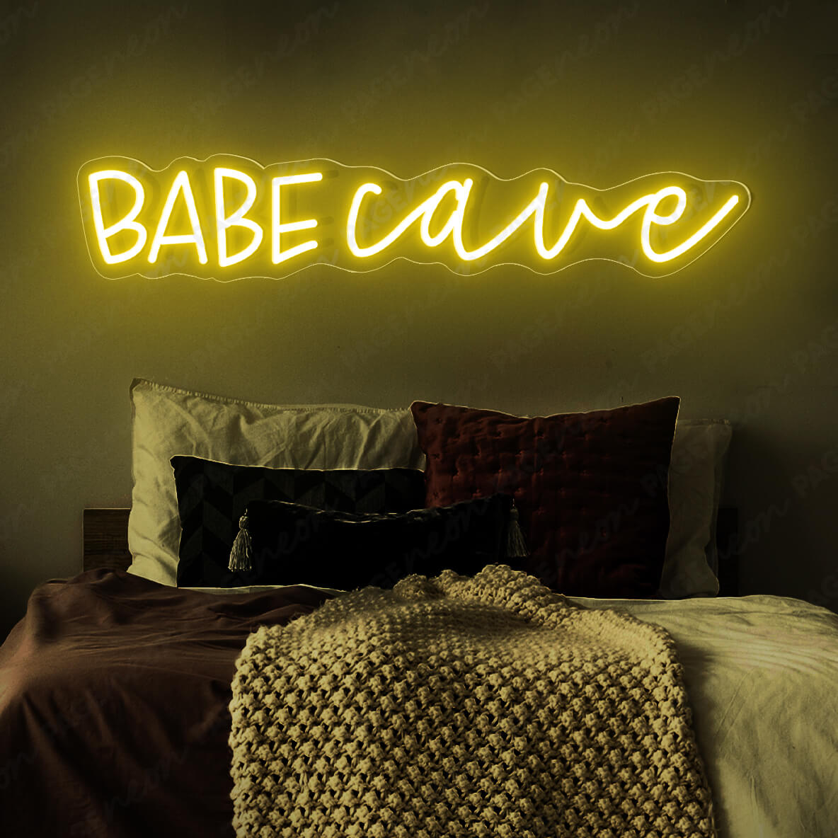 Babe Cave Neon Sign Led Light Yellow