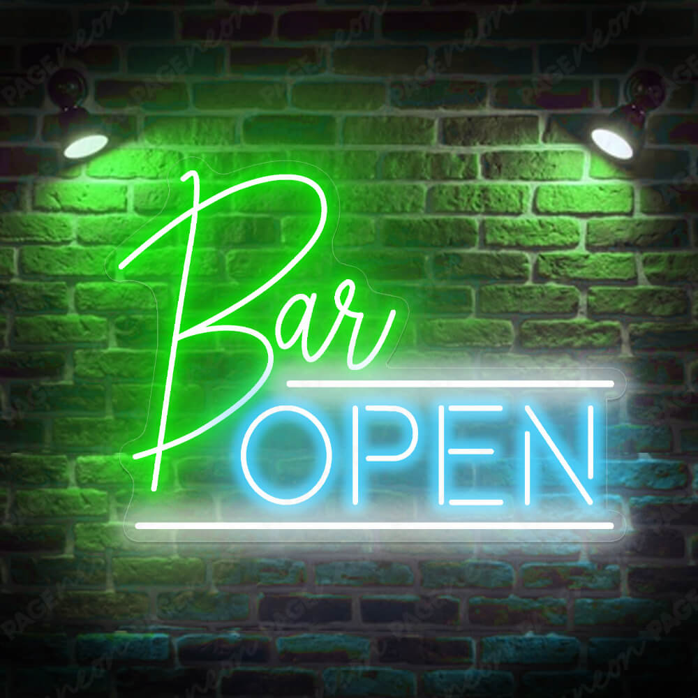 Bar Open Neon Sign Led Light For A Bar Light Blue
