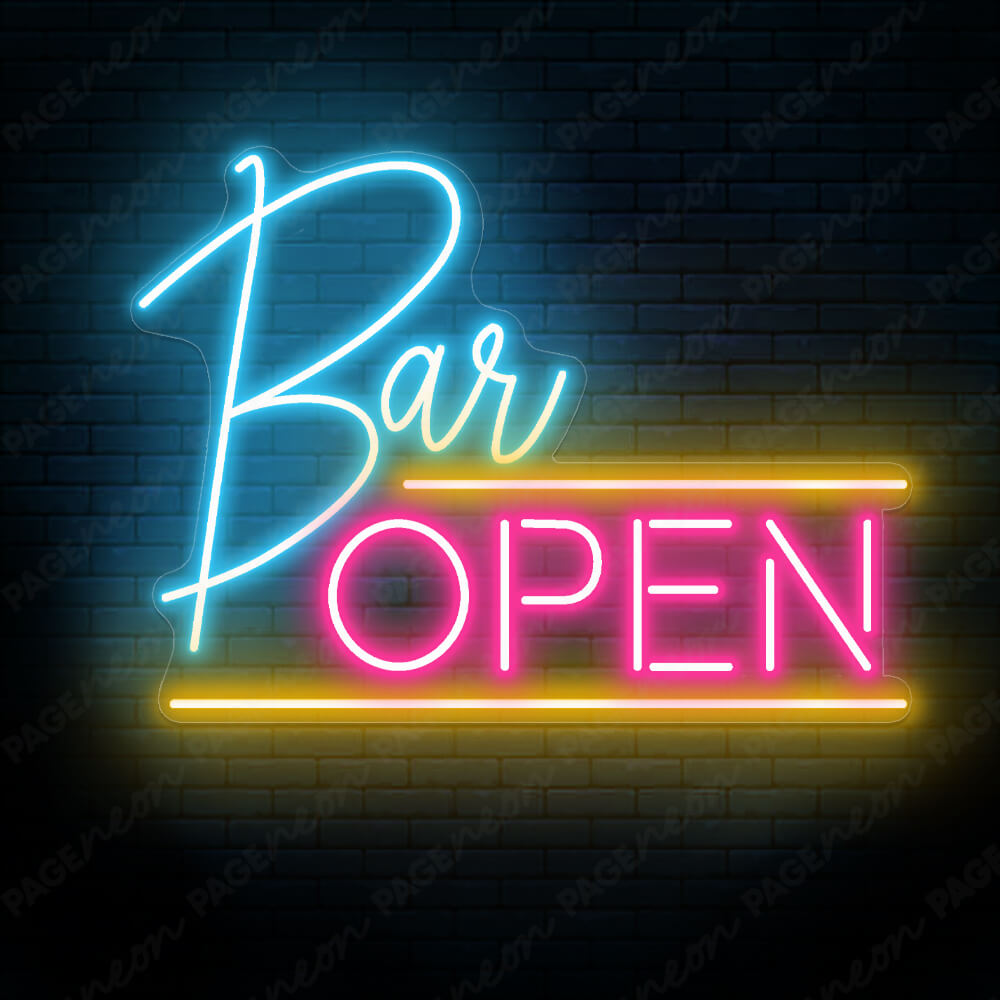 Bar Open Neon Sign Led Light For A Bar Pink