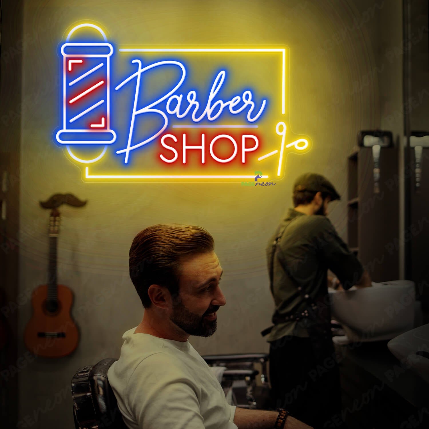 Barber Shop Neon Sign Barber Pole Led Light Blue