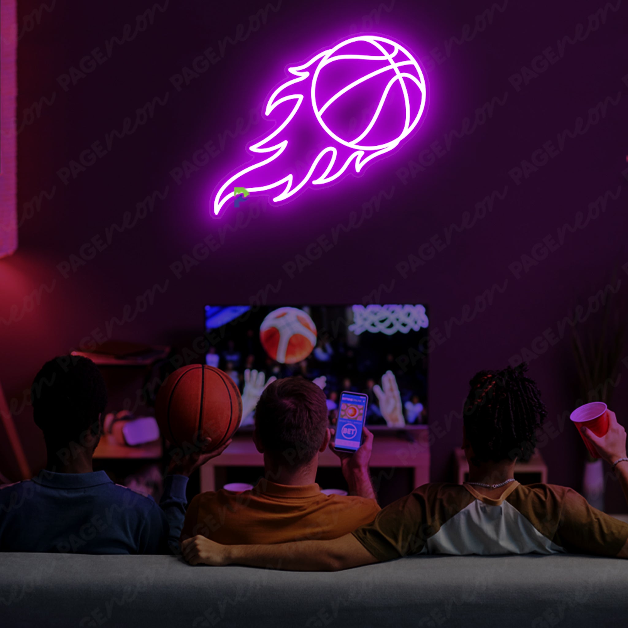 Basketball Neon Sign Purple Led Light