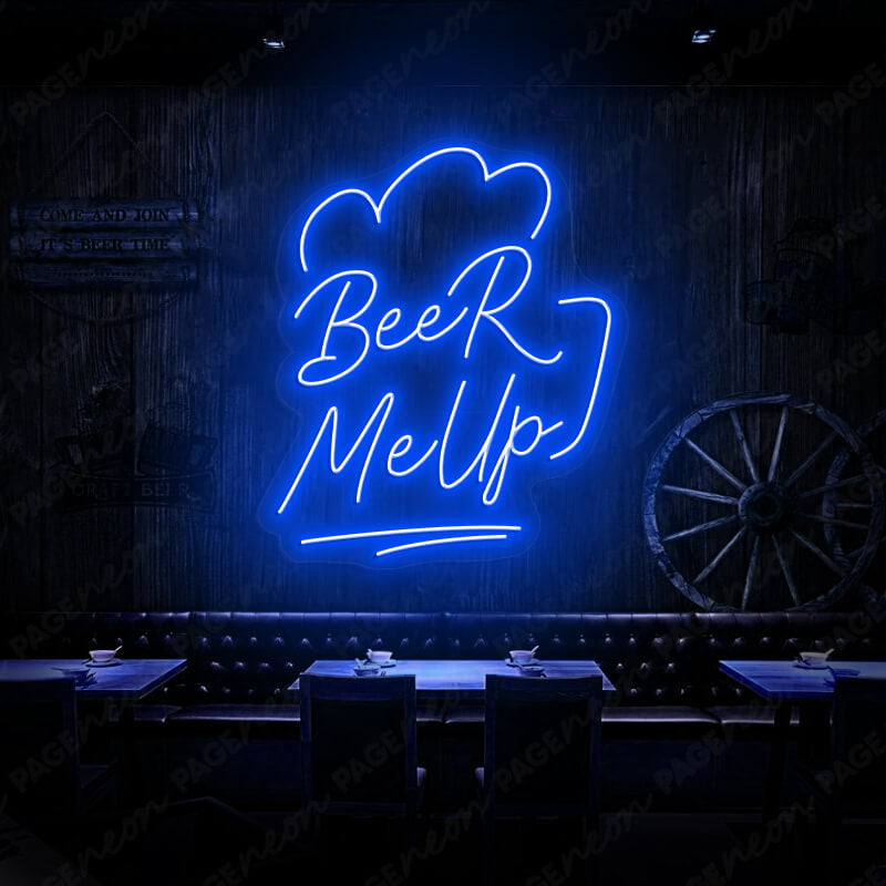 Beer Me Up Led Light Beer Neon Sign Blue