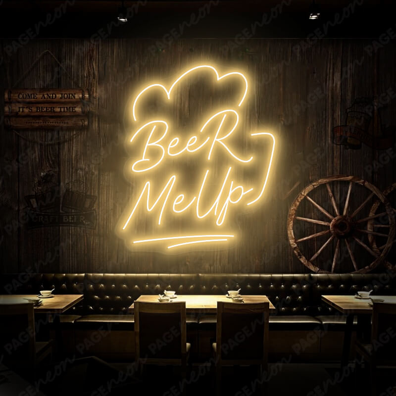 Beer Me Up Led Light Beer Neon Sign Gold Yellow