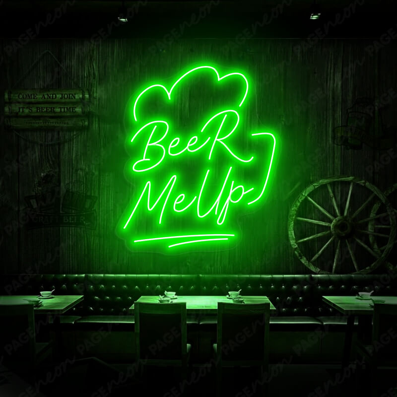 Beer Me Up Led Light Beer Neon Sign Green