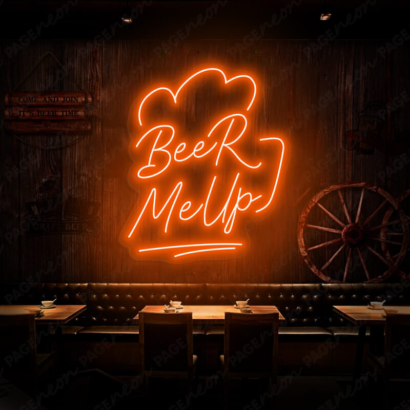 Beer Me Up Led Light Beer Neon Sign Orange