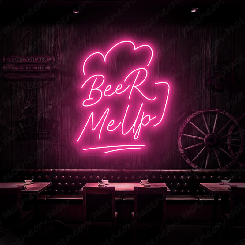 Beer Me Up Led Light Beer Neon Sign Pink