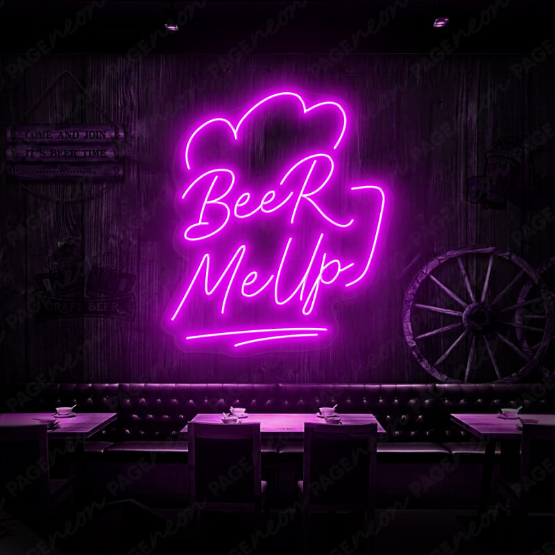 Beer Me Up Led Light Beer Neon Sign Purple