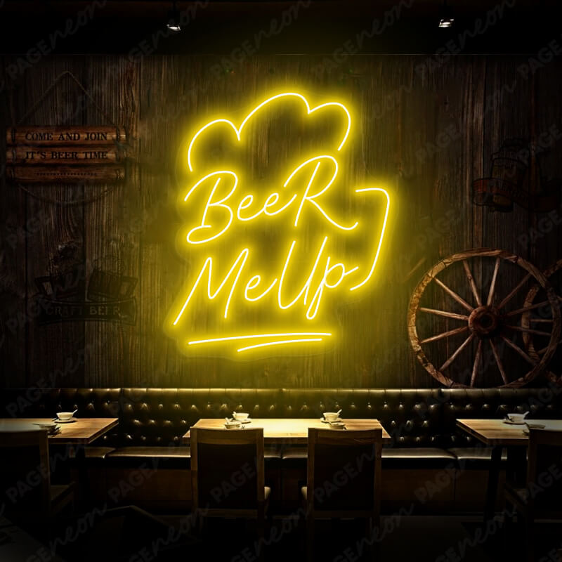 Beer Me Up Led Light Beer Neon Sign Yellow