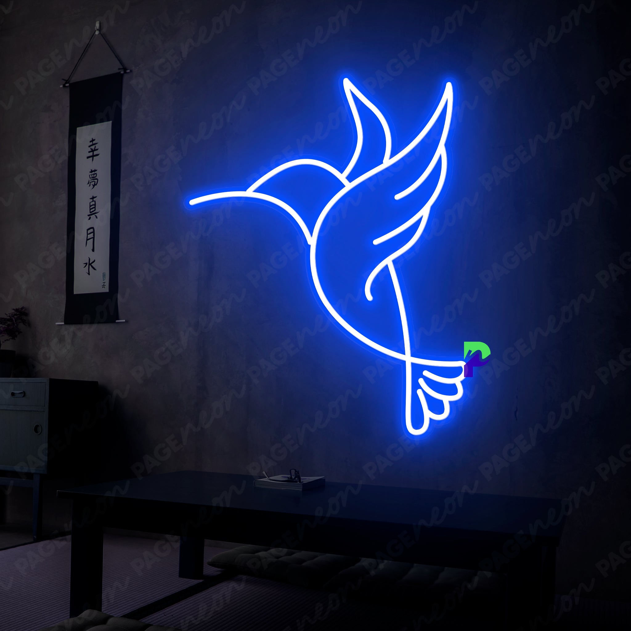 Bird Neon Sign Blue Hummingbird Led Light