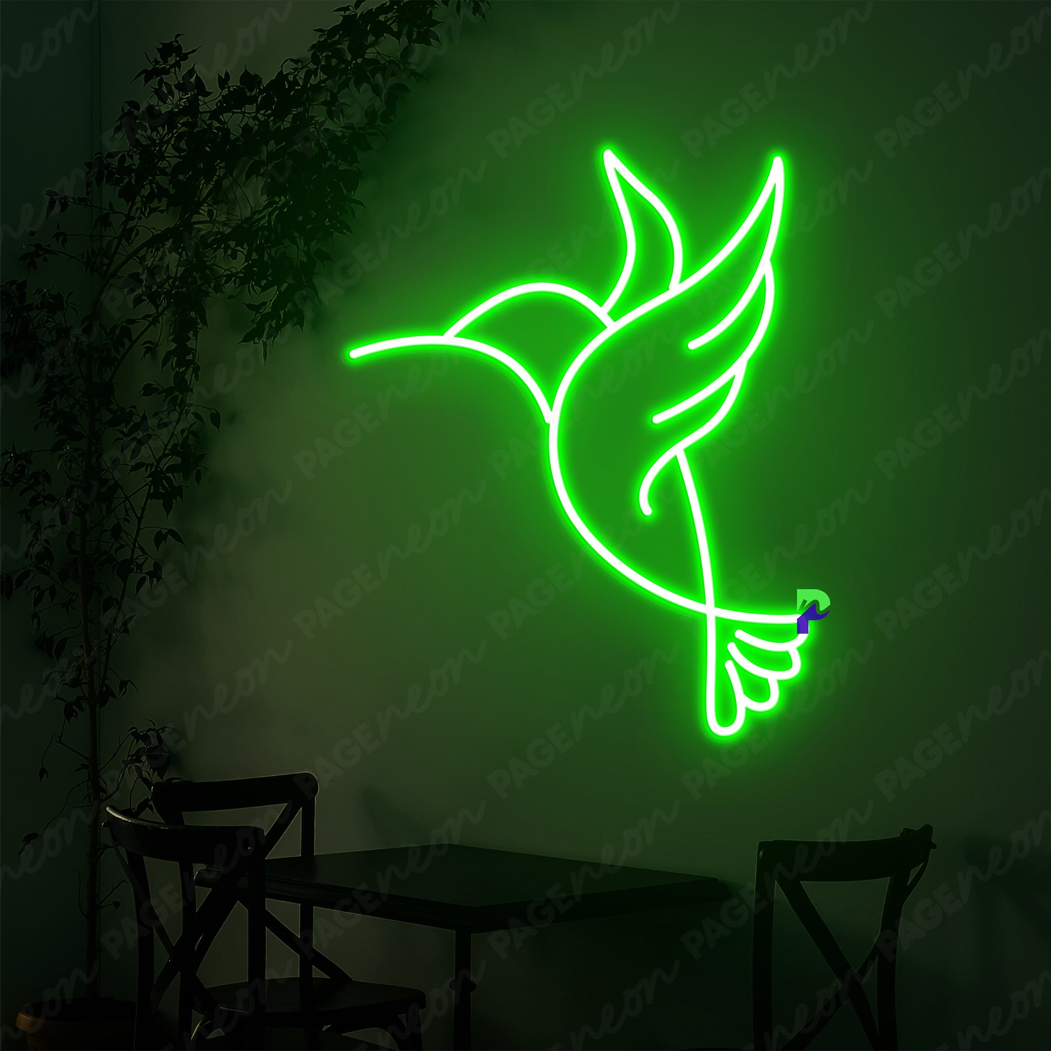 Bird Neon Sign Hummingbird Led Light Green