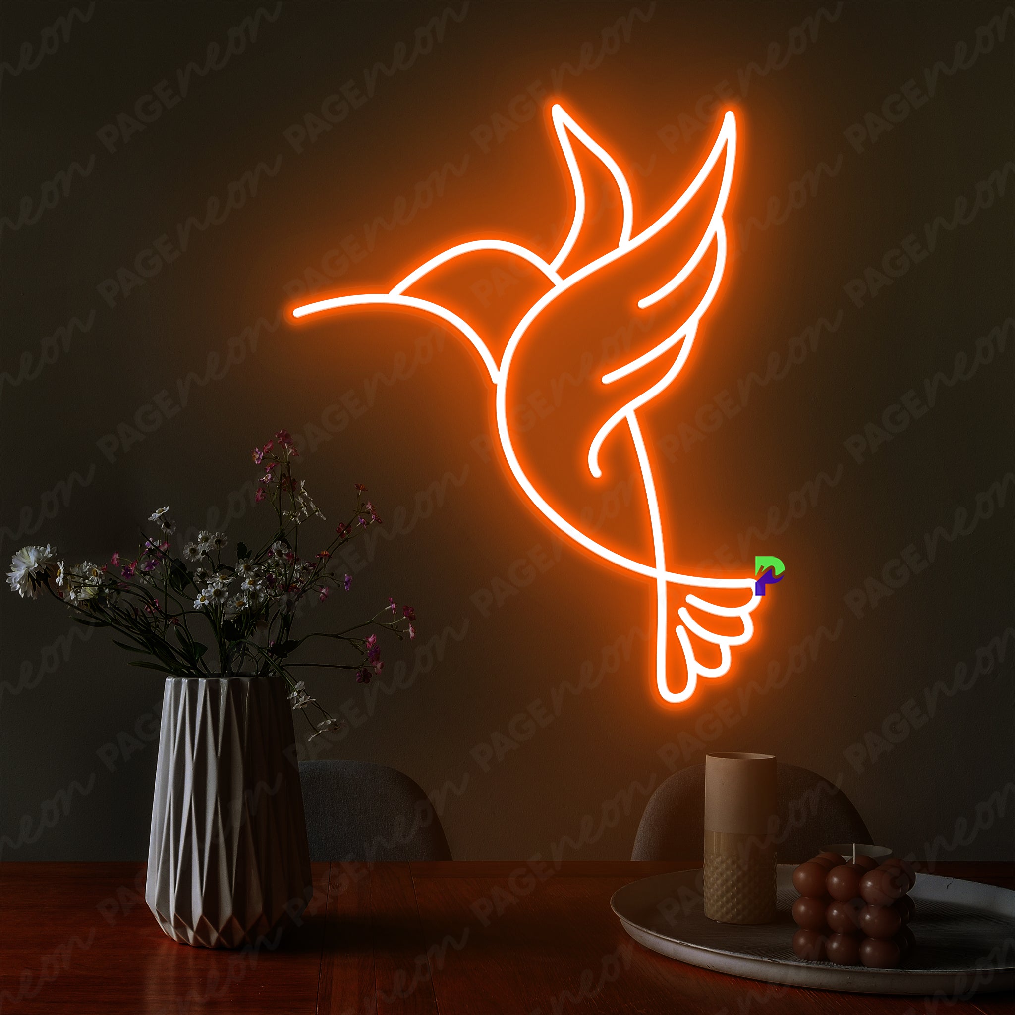Bird Neon Sign Hummingbird Led Light Orange