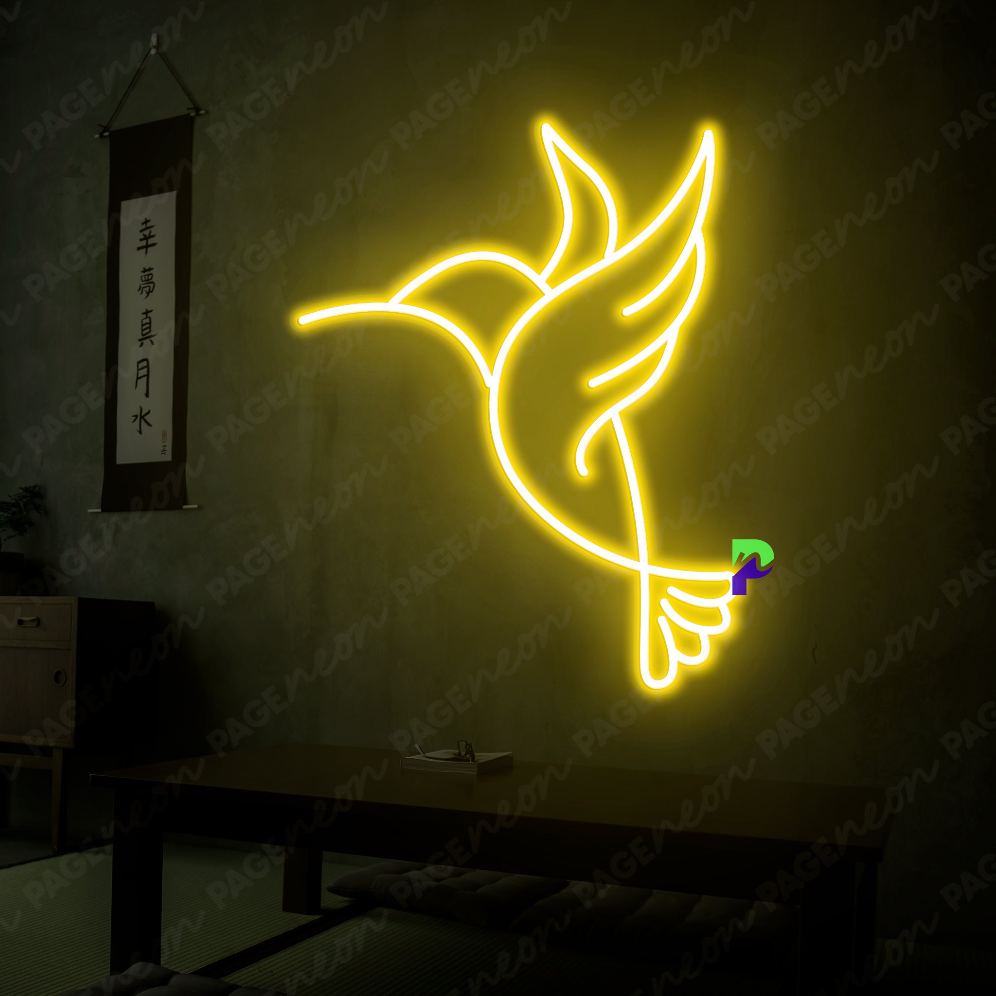 Bird Neon Sign Hummingbird Led Light Yellow