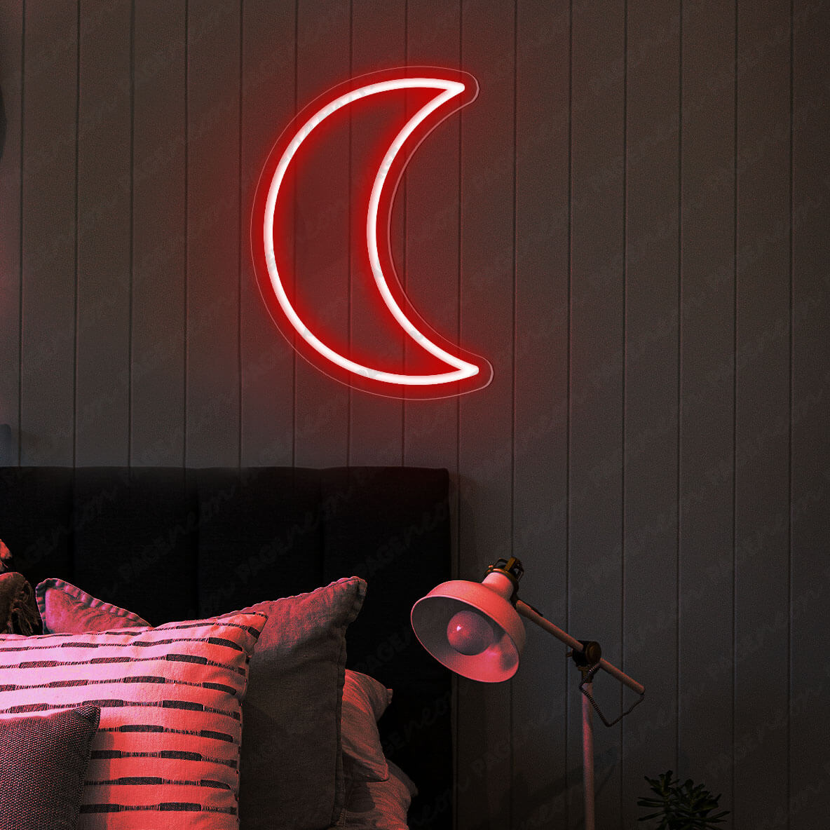 Bright Blue Cool Moon with Red Sunglasses LED Night Light Room popular Wall Decoration