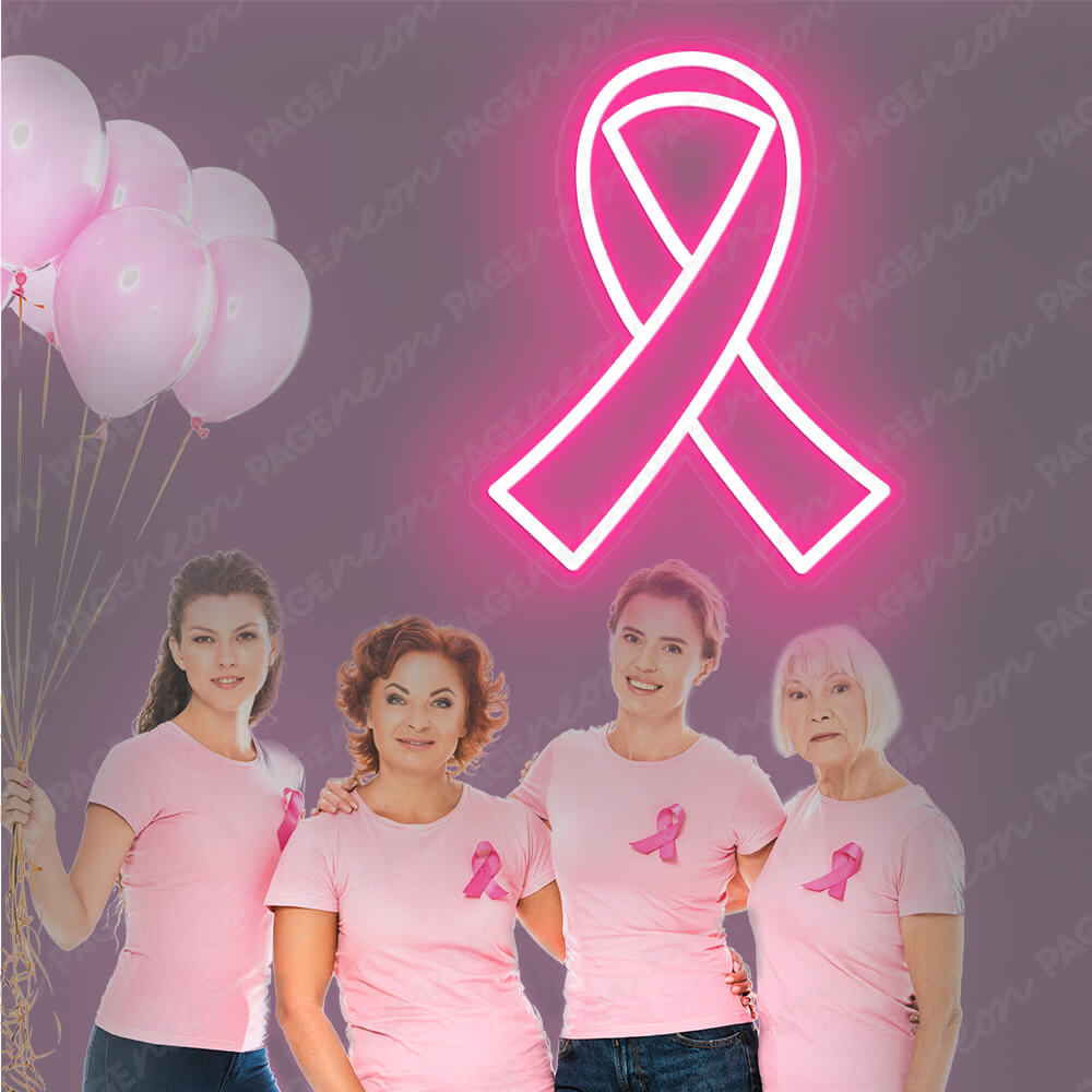 Breast Cancer Symbol Pink Ribbon Neon Sign 3