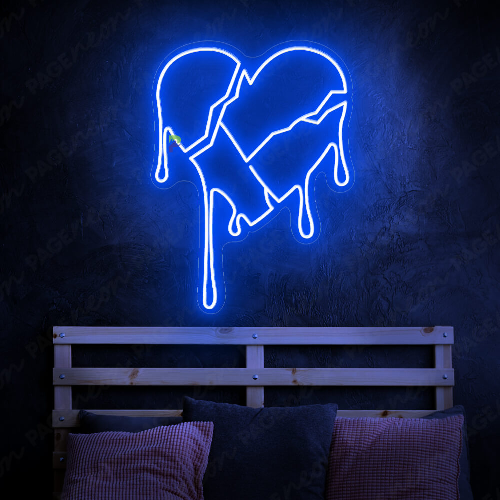 Broken Heart Neon Sign Love Neon Light Blue