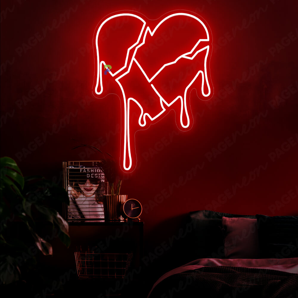 Broken Heart Neon Sign Love Neon Light Red