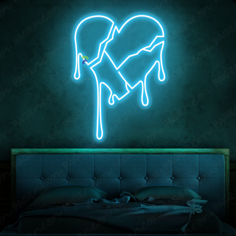 Broken Heart Neon Sign Love Neon Sign Light Blue