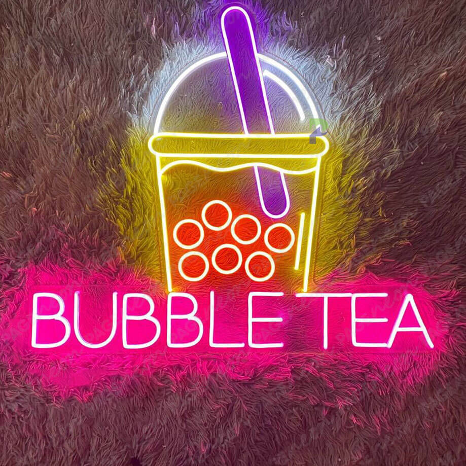 Bubble Tea Neon Sign Led Light Pink Feature