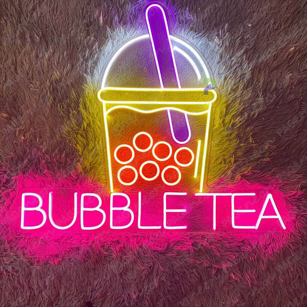 Bright Colorful and Tasty Boba Tea offers LED Night Light Sign Wall Decor