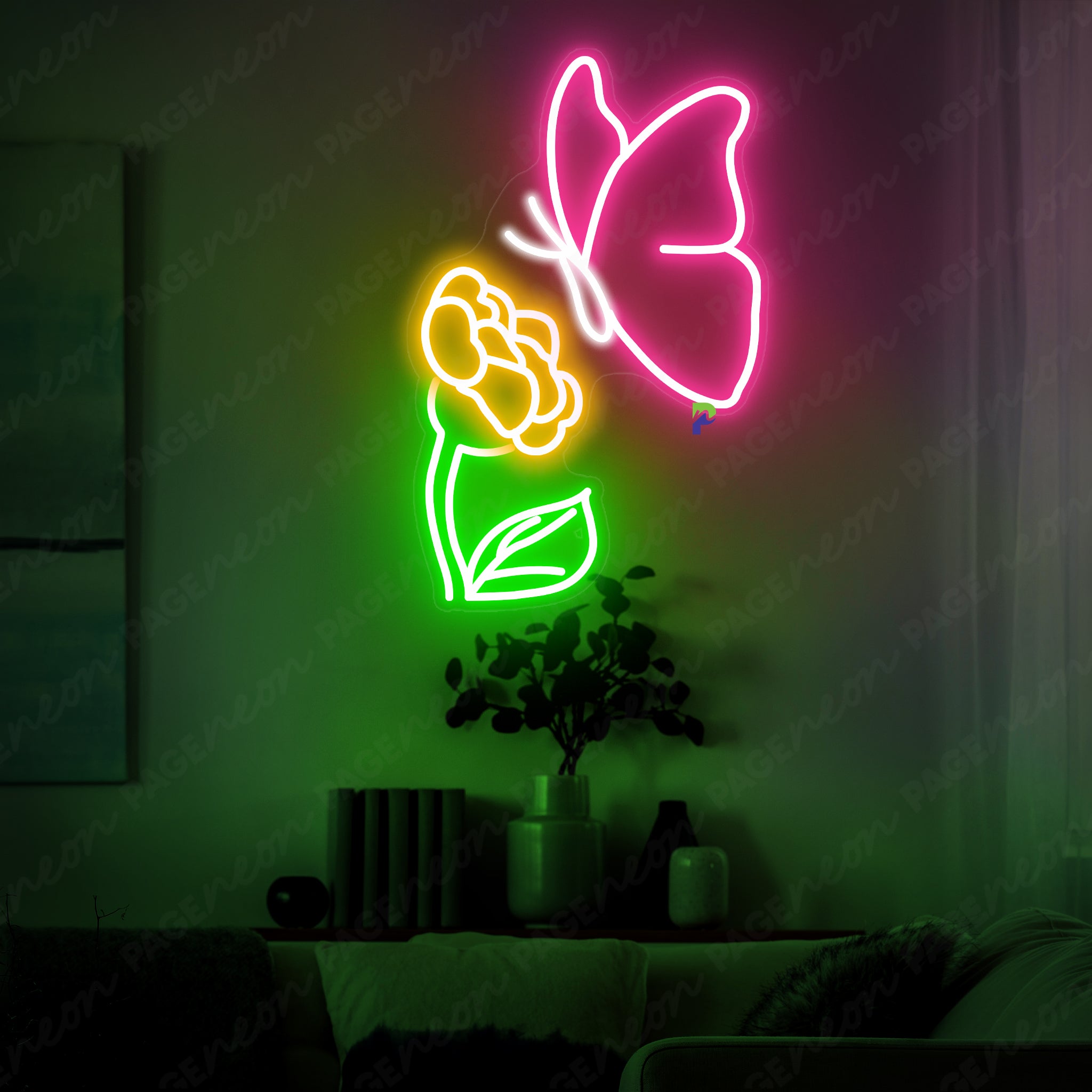 Butterfly Neon Sign Flower Led Light Pink