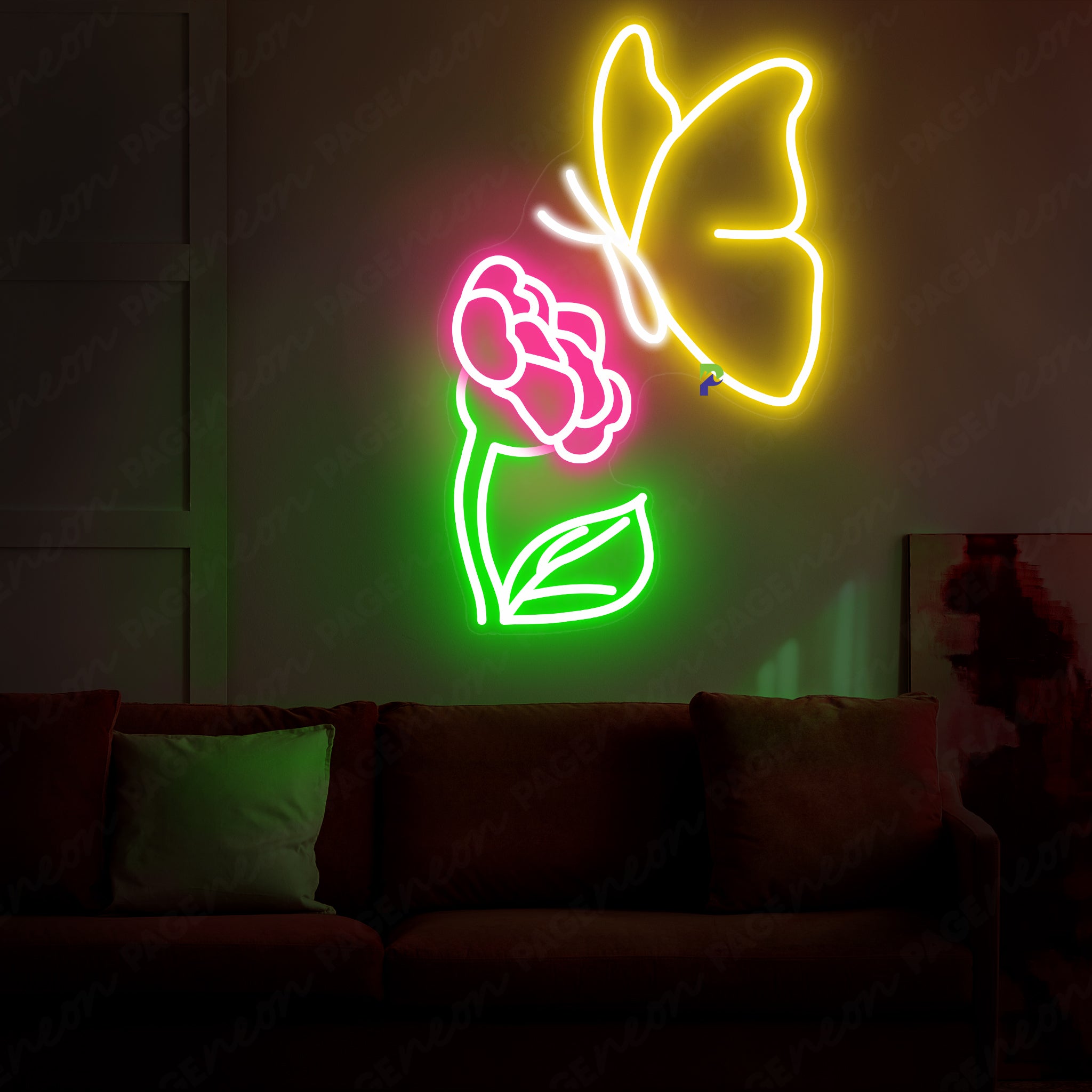 Butterfly Neon Sign Flower Led Light Yellow