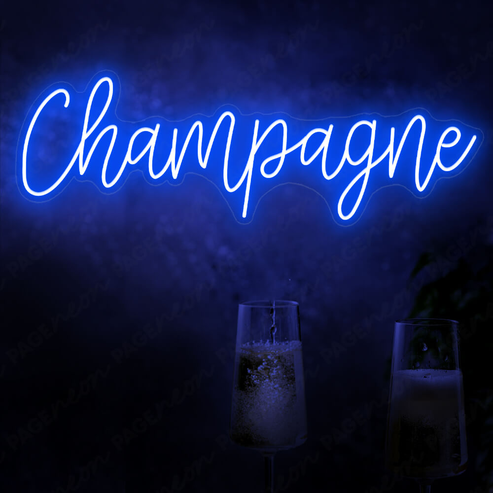 Champagne Neon Sign Luxury Led Restaurant Signs Blue