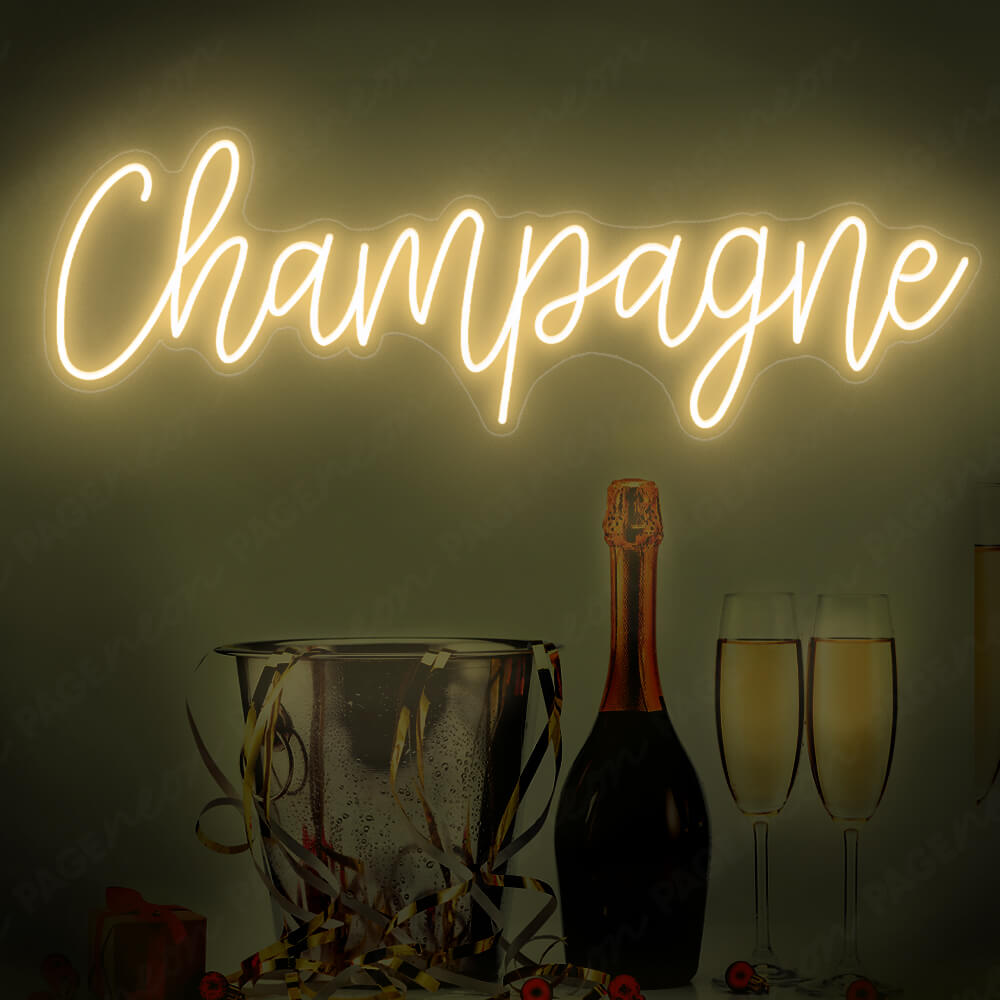 Champagne Neon Sign Luxury Led Restaurant Signs Gold Yellow