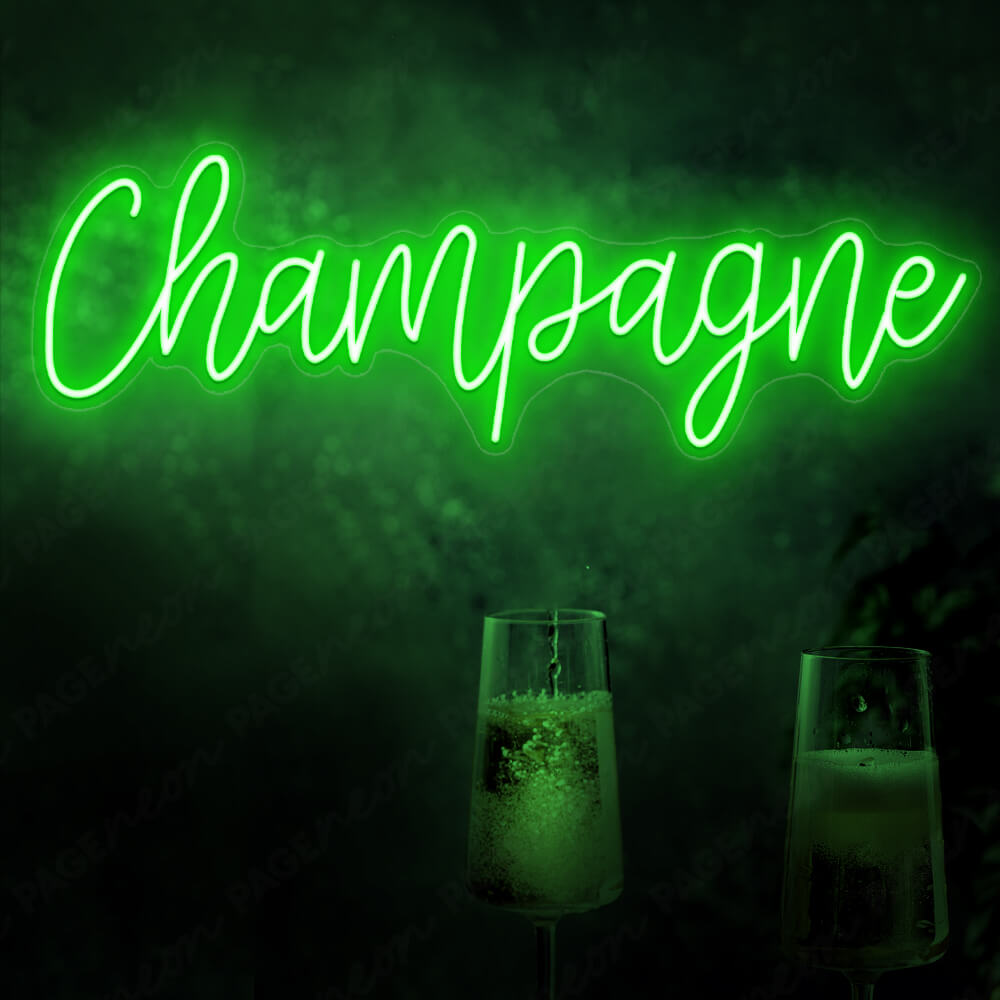 Champagne Neon Sign Luxury Led Restaurant Signs Green
