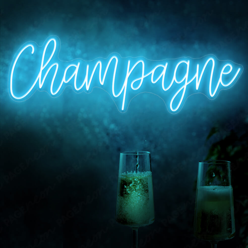 Champagne Neon Sign Luxury Led Restaurant Signs Light Blue