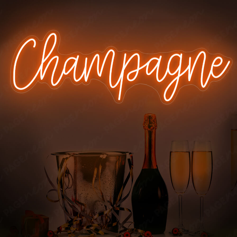 Champagne Neon Sign Luxury Led Restaurant Signs Orange