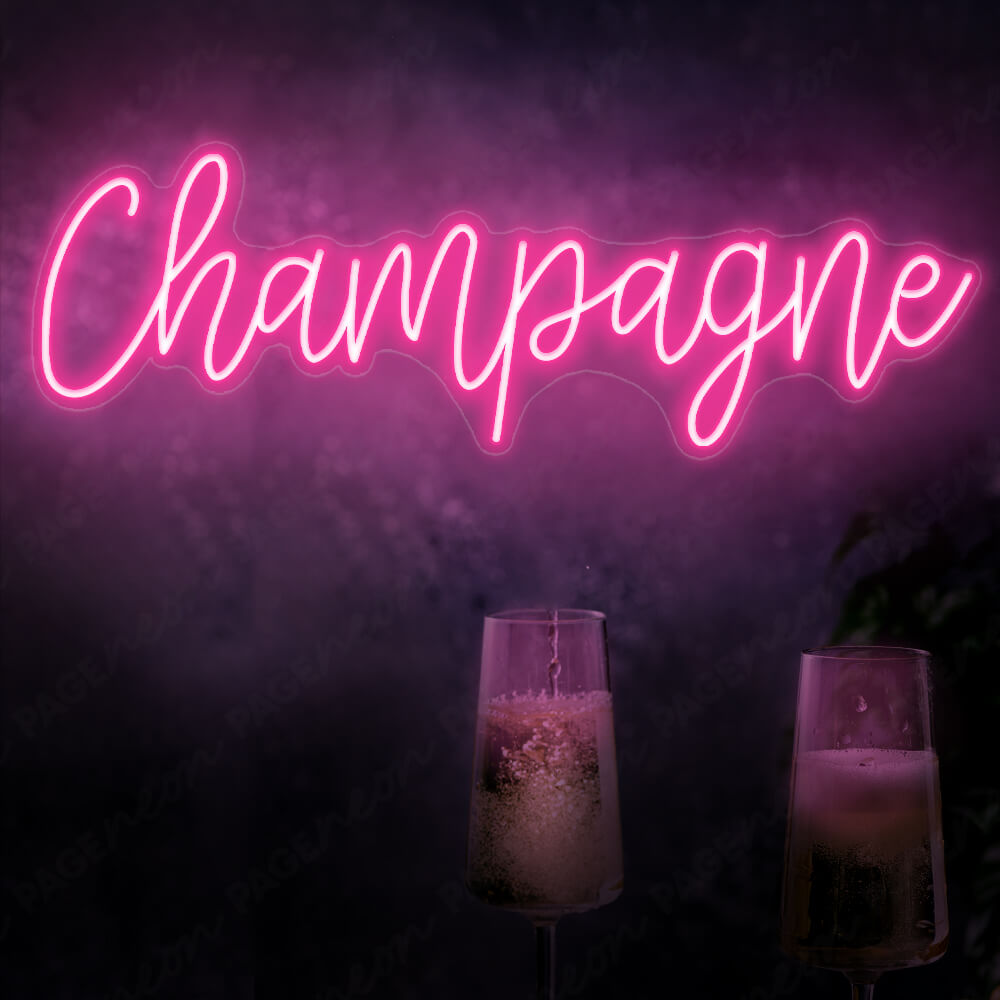 Champagne Neon Sign Luxury Led Restaurant Signs Pink