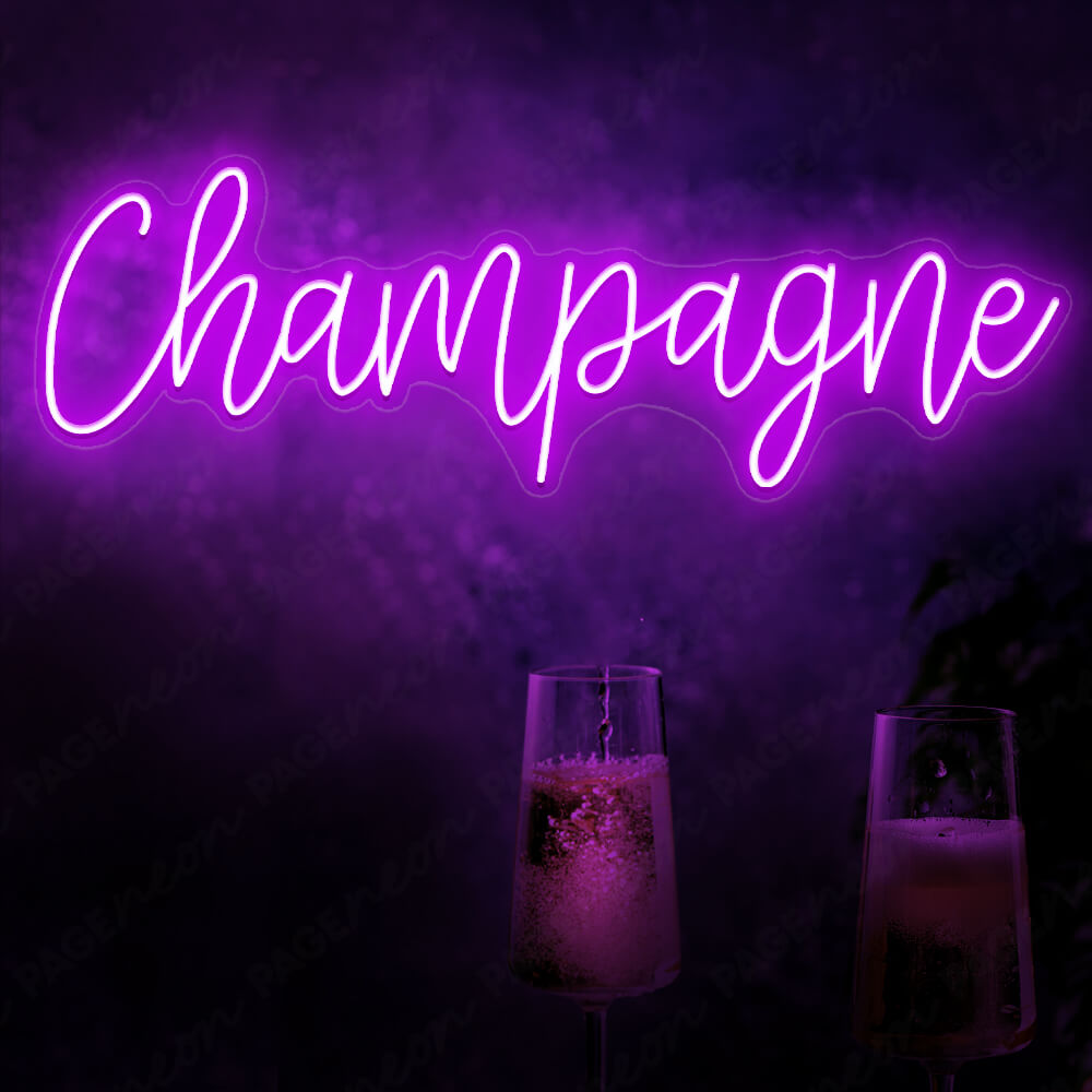 Champagne Neon Sign Luxury Led Restaurant Signs Purple