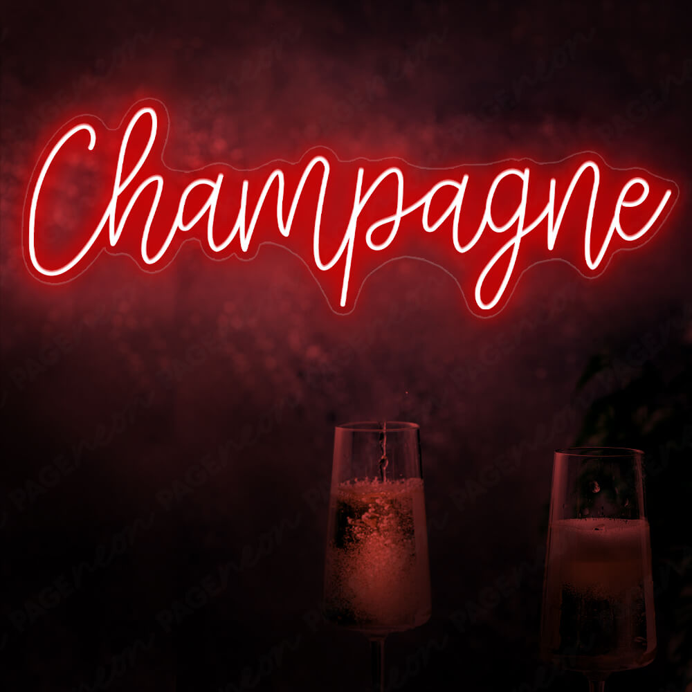 Champagne Neon Sign Luxury Led Restaurant Signs Red