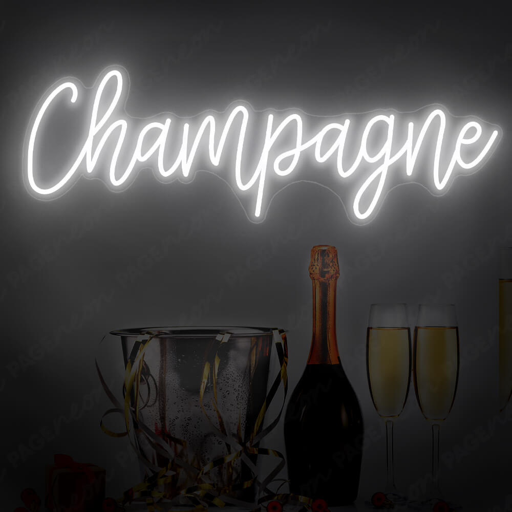 Champagne Neon Sign Luxury Led Restaurant Signs White