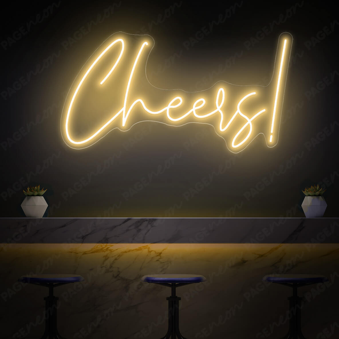 Cheers Neon Sign Bar Led Light Gold Yellow