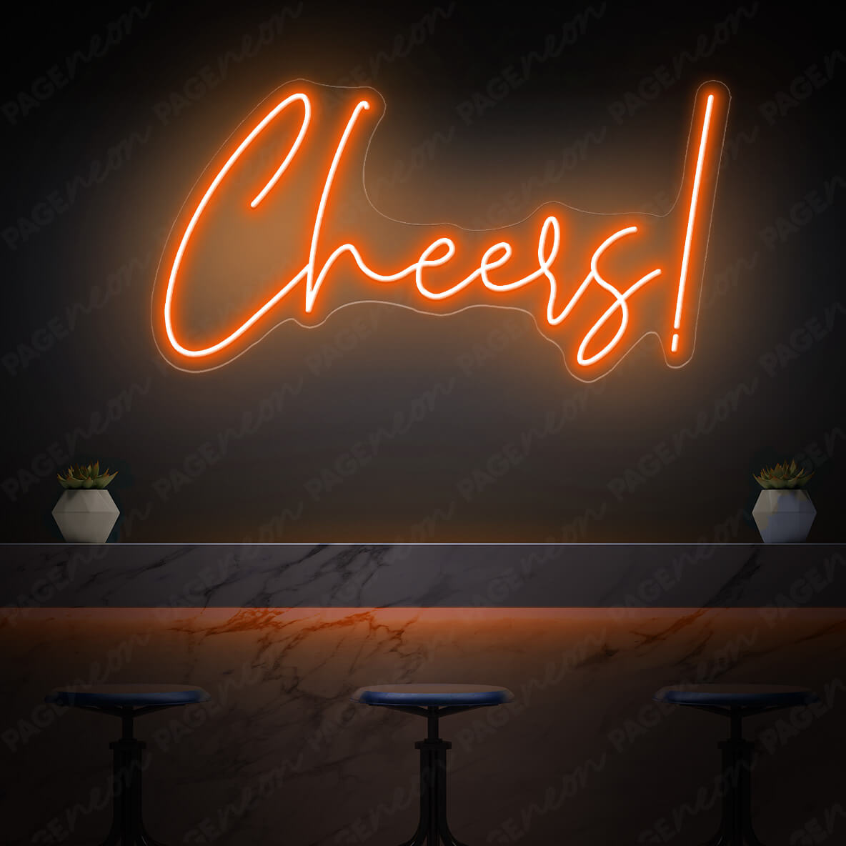 Cheers Neon Sign Bar Led Light Orange