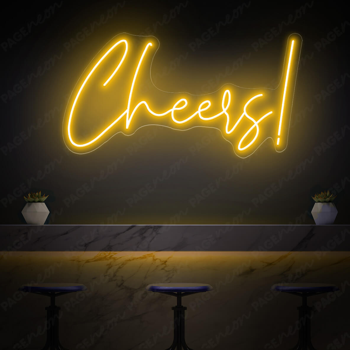 Cheers Neon Sign Bar Led Light Orange Yellow