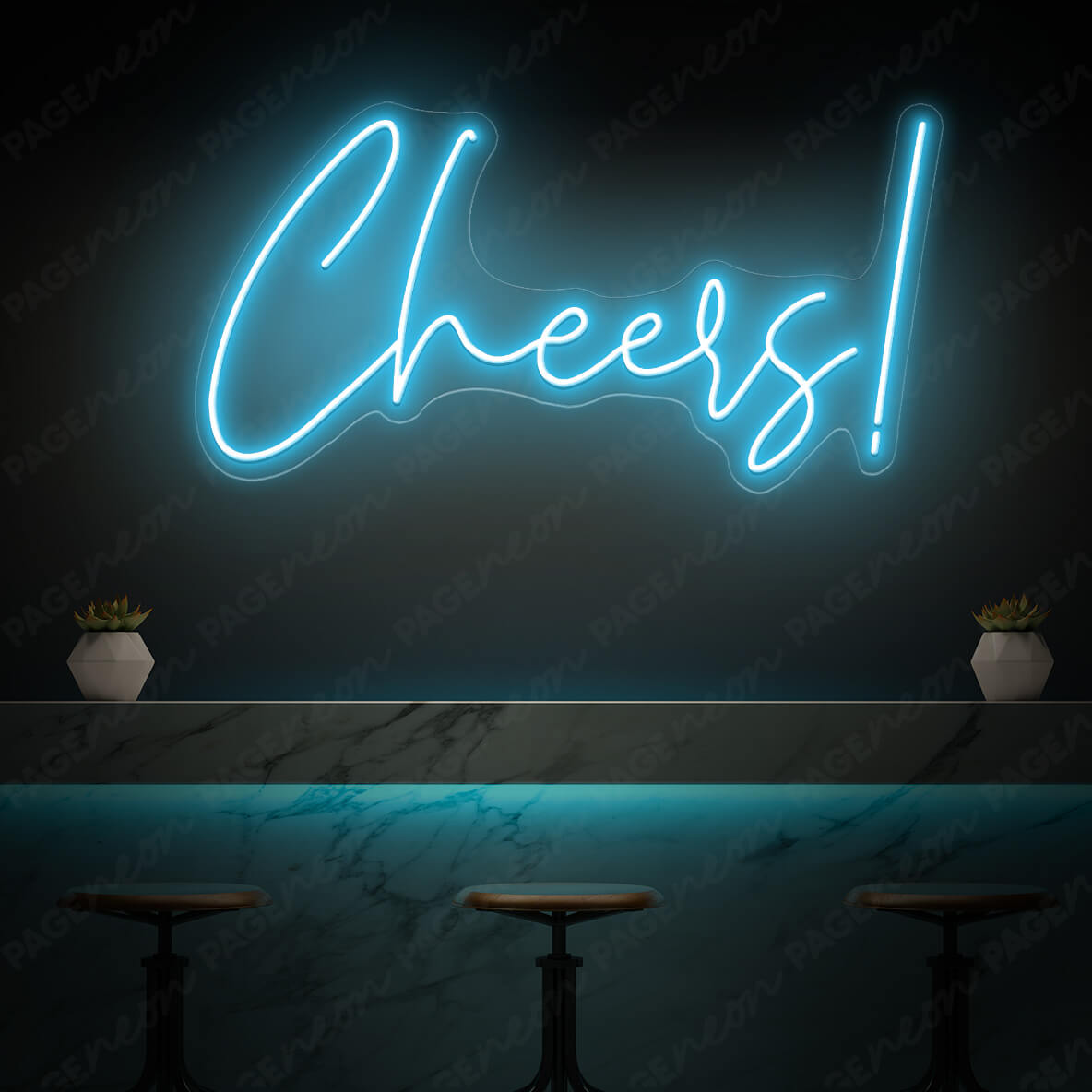 Cheers Neon Sign Bar Led Sign Light Blue