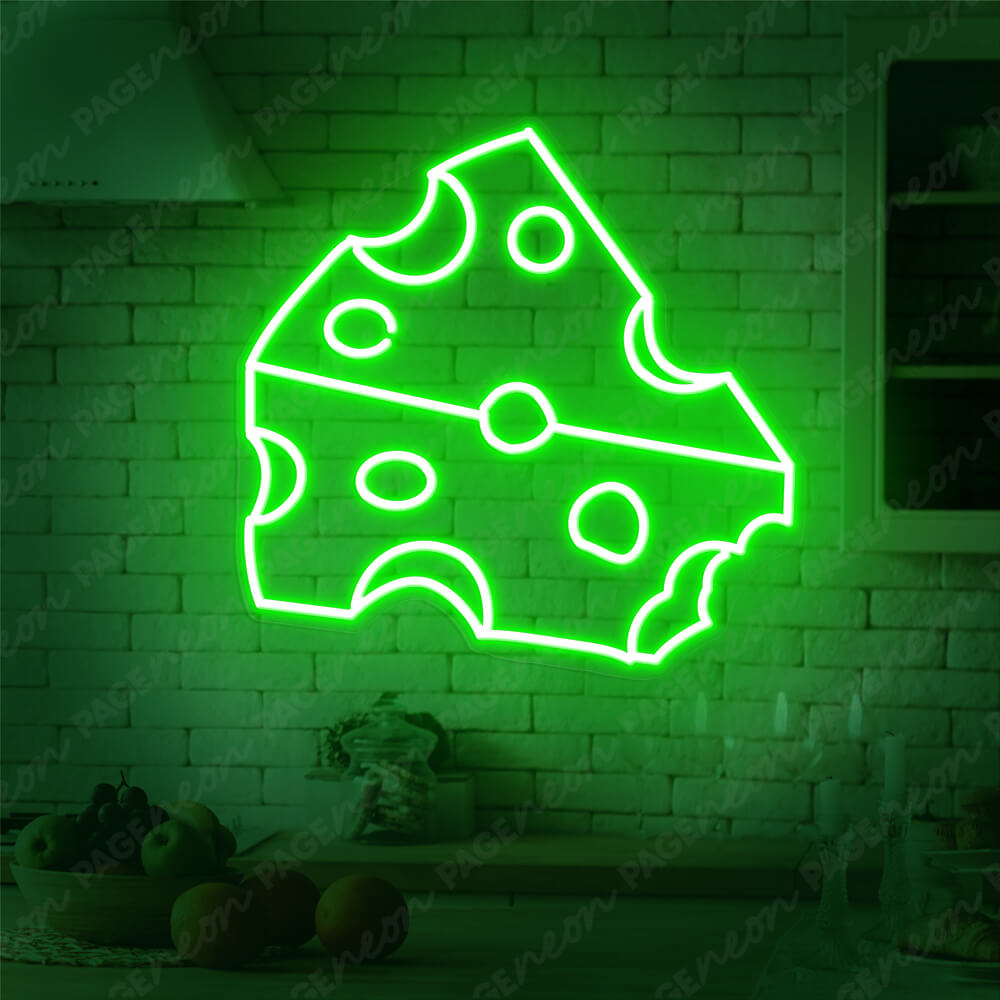 Cheese Neon Sign Food Kitchen Led Light Green