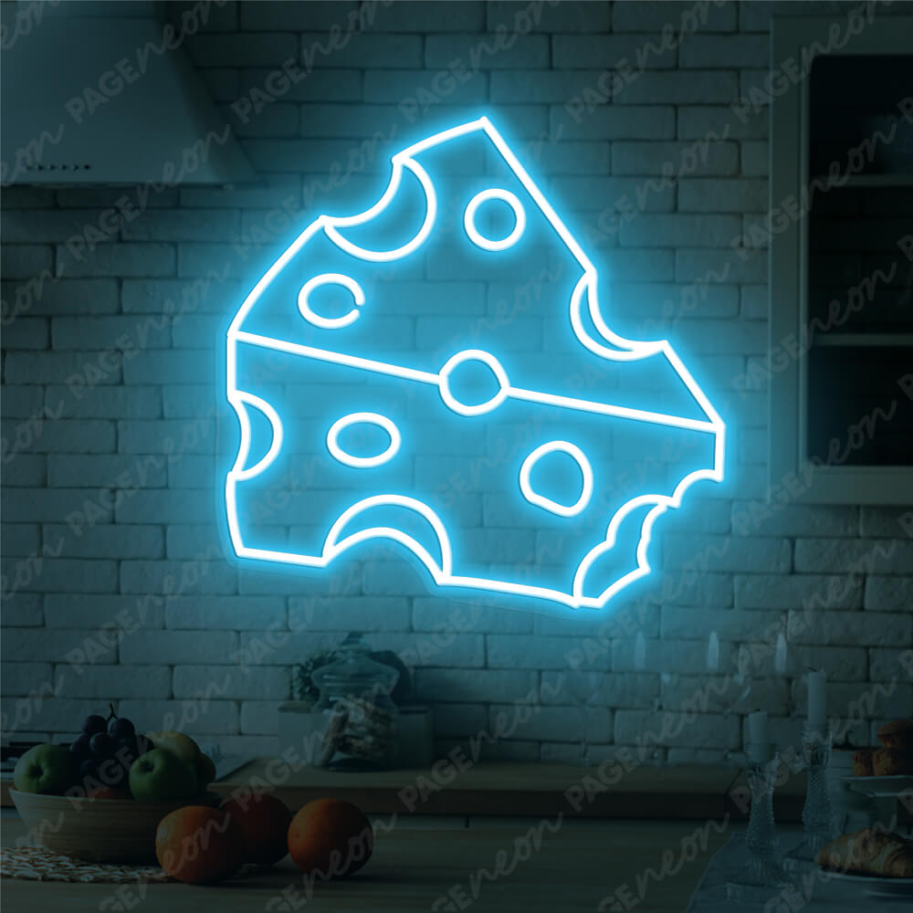 Cheese Neon Sign Food Kitchen Led Light LightBlue
