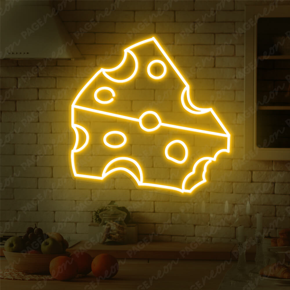 Cheese Neon Sign Food Kitchen Led Light OrangeYellow