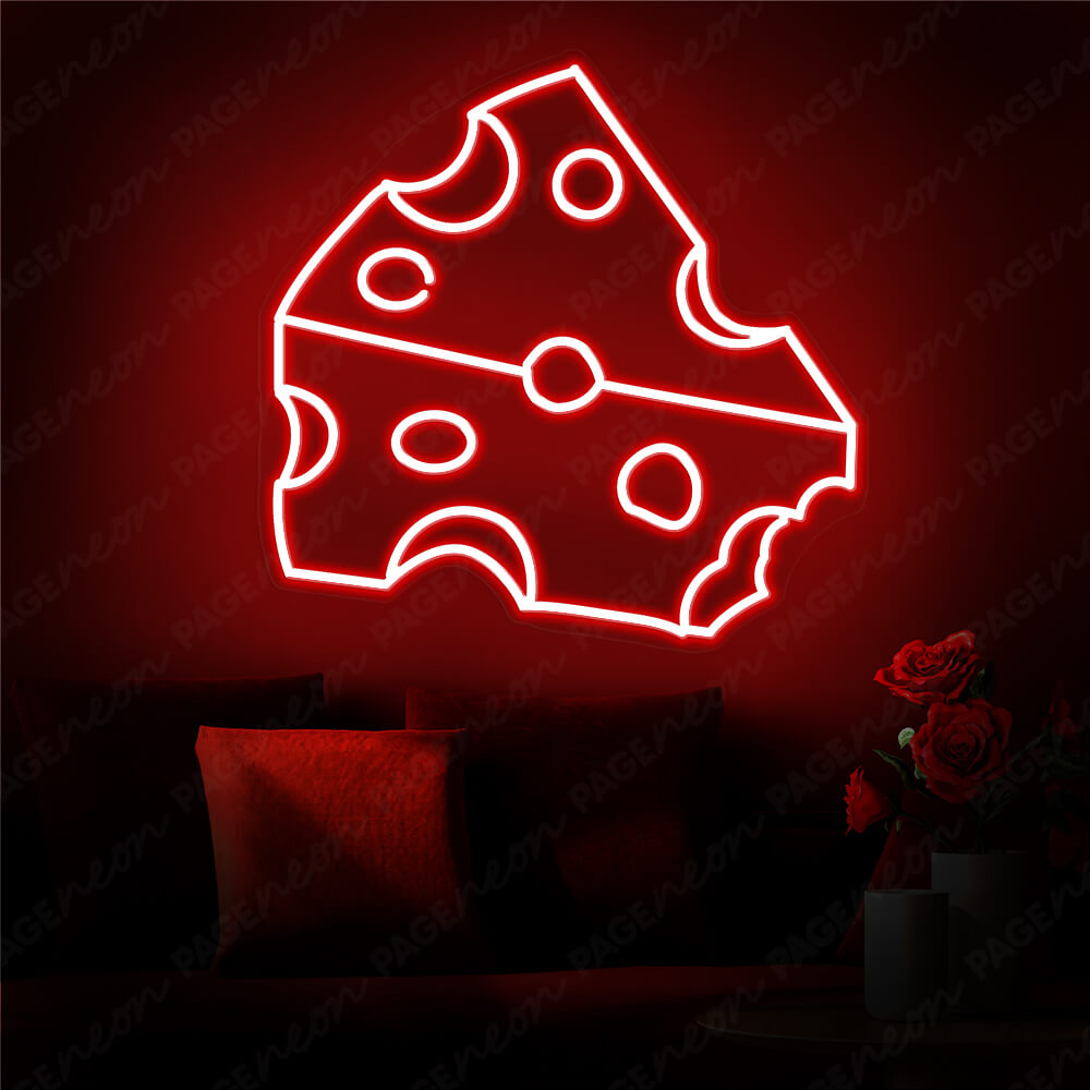 Cheese Neon Sign Food Kitchen Led Light Red