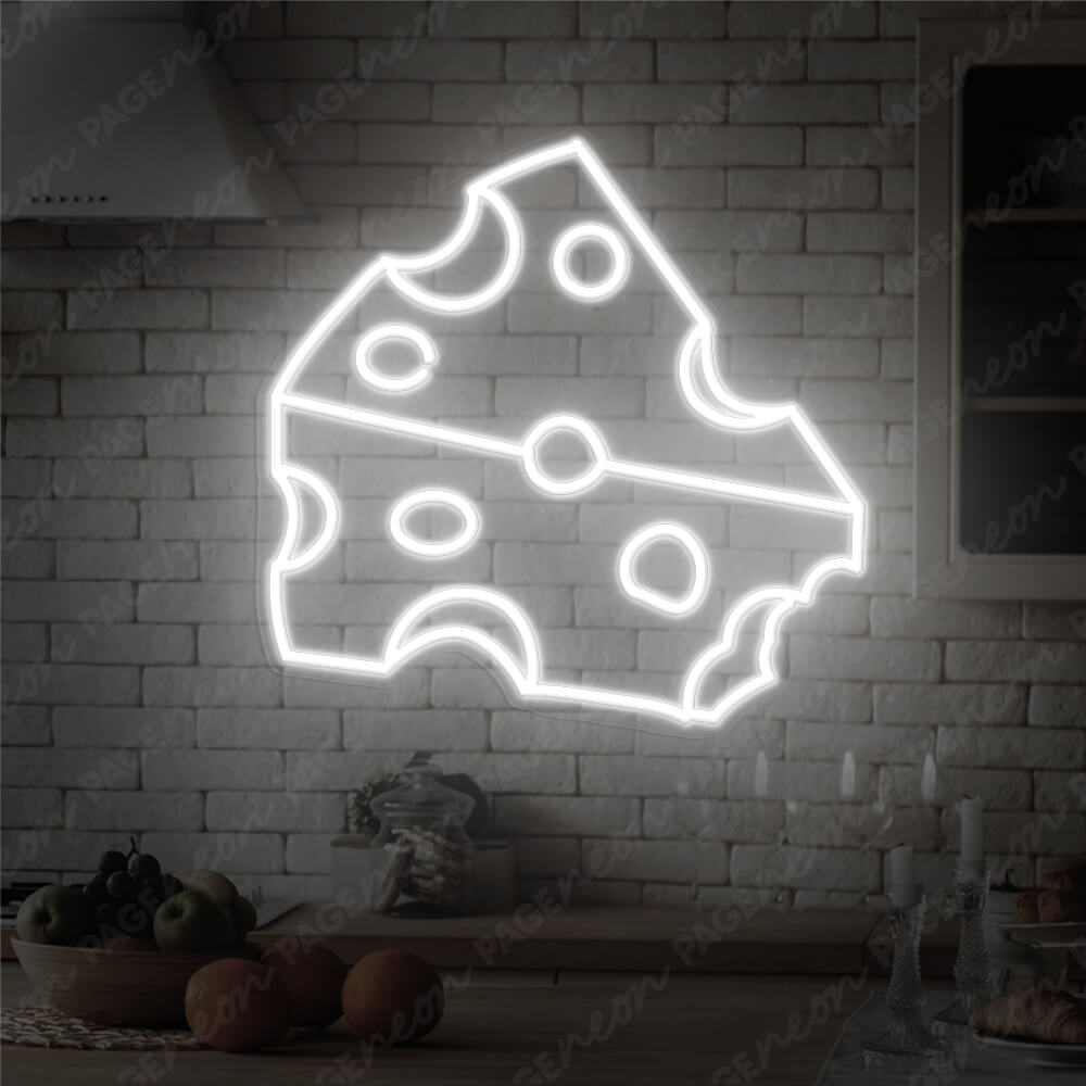 Cheese Neon Sign Food Kitchen Led Light White