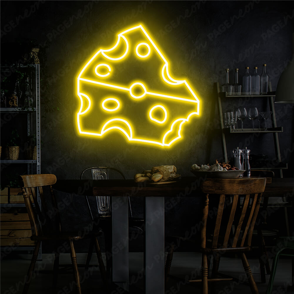Cheese Neon Sign Food Kitchen Led Light Yellow