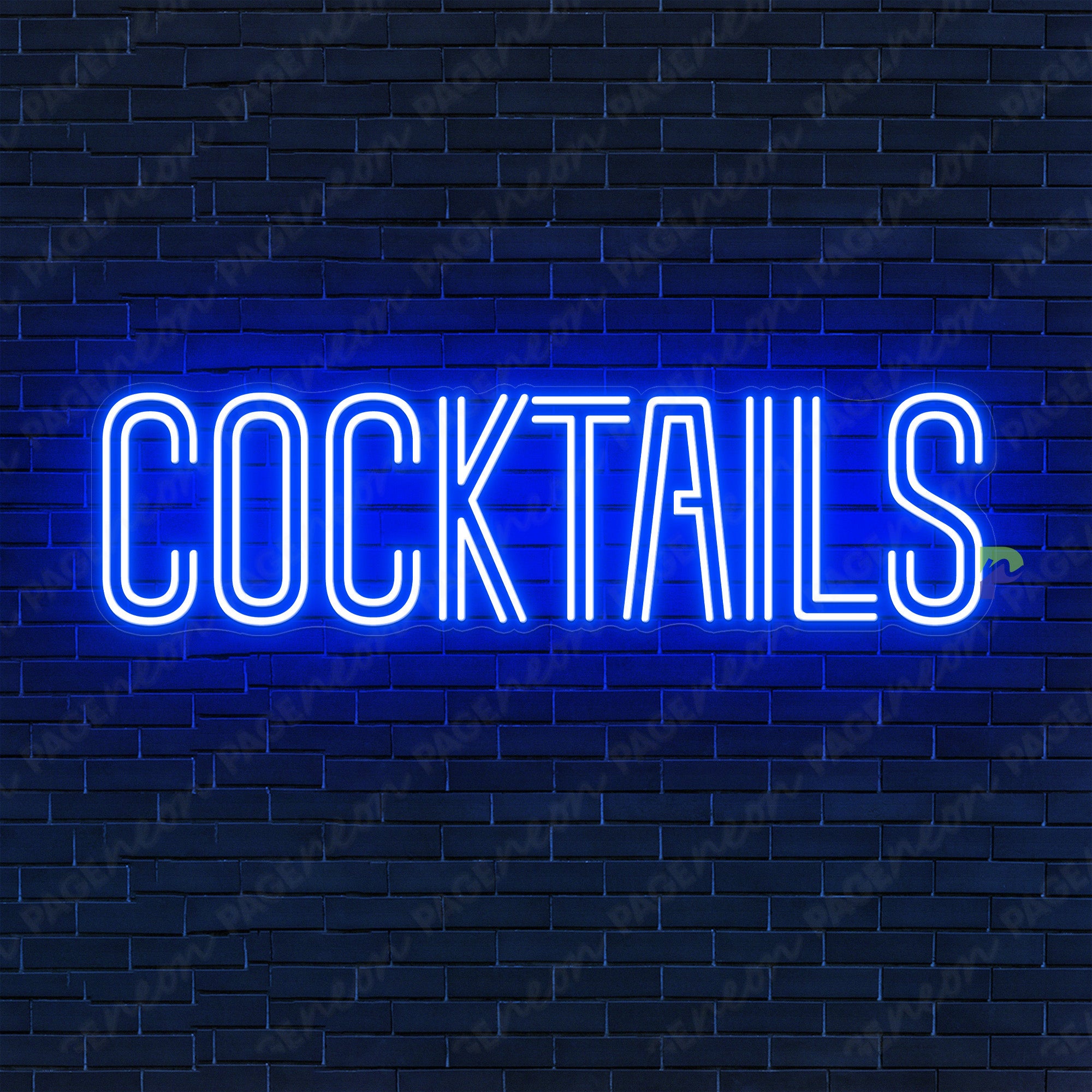 Cocktails Neon Sign For Bar Blue