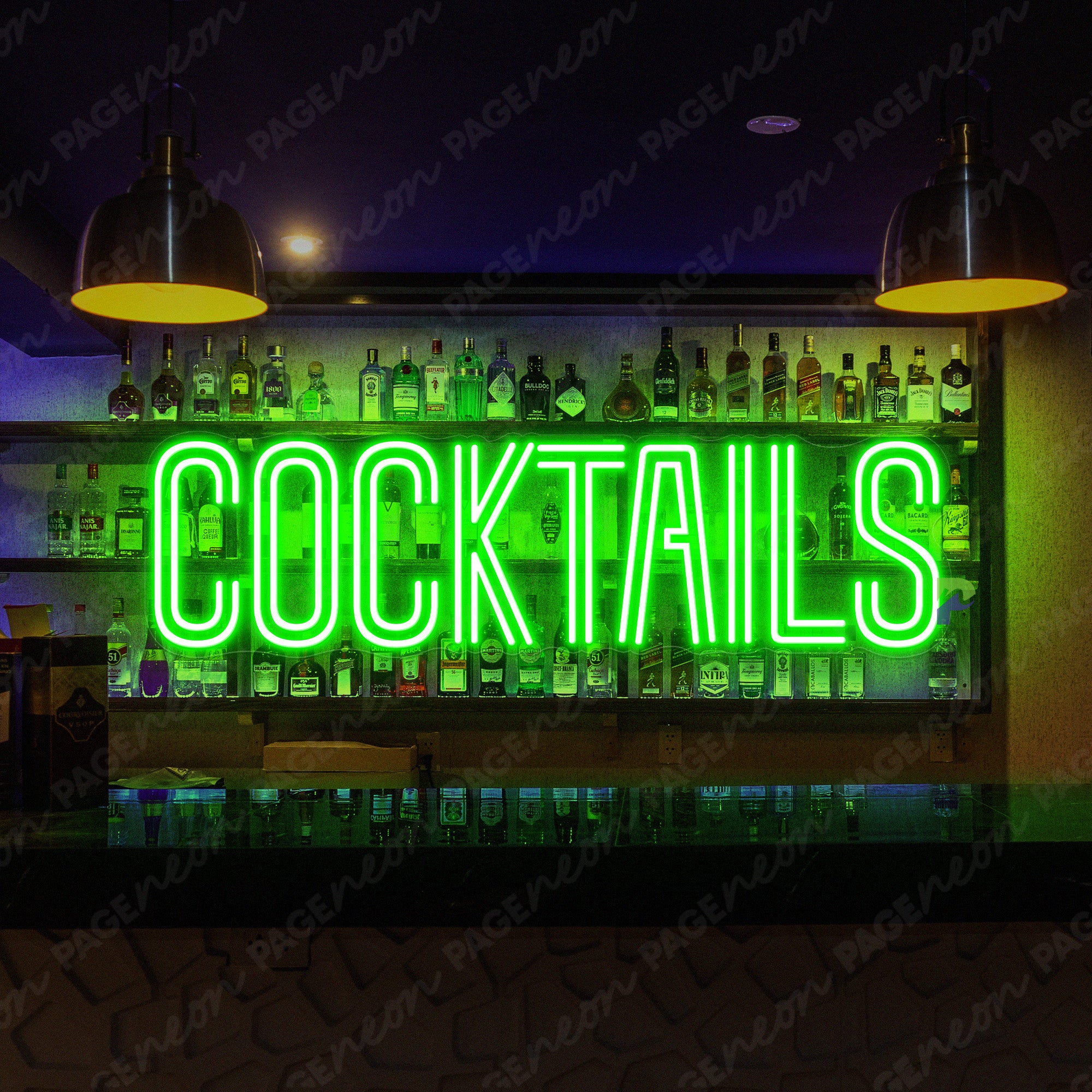 Cocktails Neon Sign For Bar Green