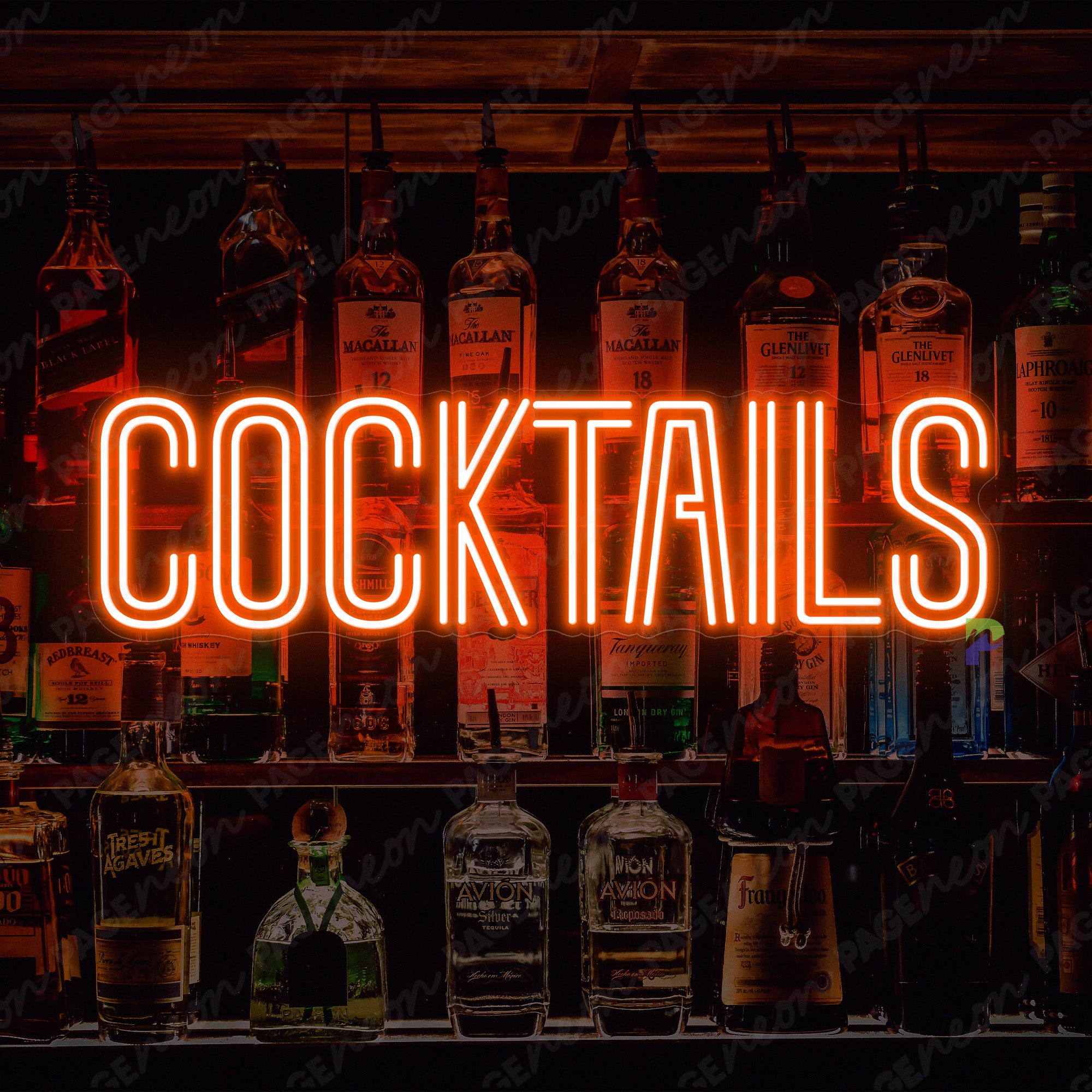 Cocktails Neon Sign For Bar Orange